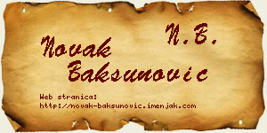 Novak Bakšunović vizit kartica